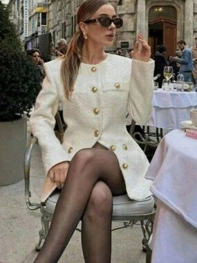 Elegant Women's Long Sleeve Metal Button Decor Jacket